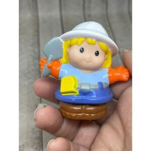 Fisher Price Little People Blonde Female Construction‎ worker with trowel shovel